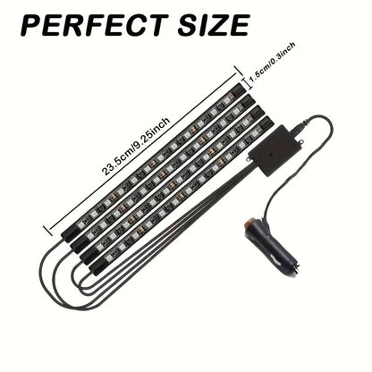 4pcs RGB Car Interior LED Footwell Lights App & Remote Control DIY Music Sync 12V USB Multicolor Ambient Lighting Kit for All Vehicles Cars Trucks SUVs, Under Dash Floor Accent Lights