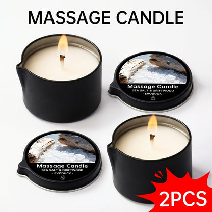Massage Oil Candle 2-in-1 Soy Wax Scented Candle with Essential Oil — Moisturizing Warm Body Lotion for Spa Pedicure Relaxation Aromatherapy Gift for Women 2oz Multiple Scents