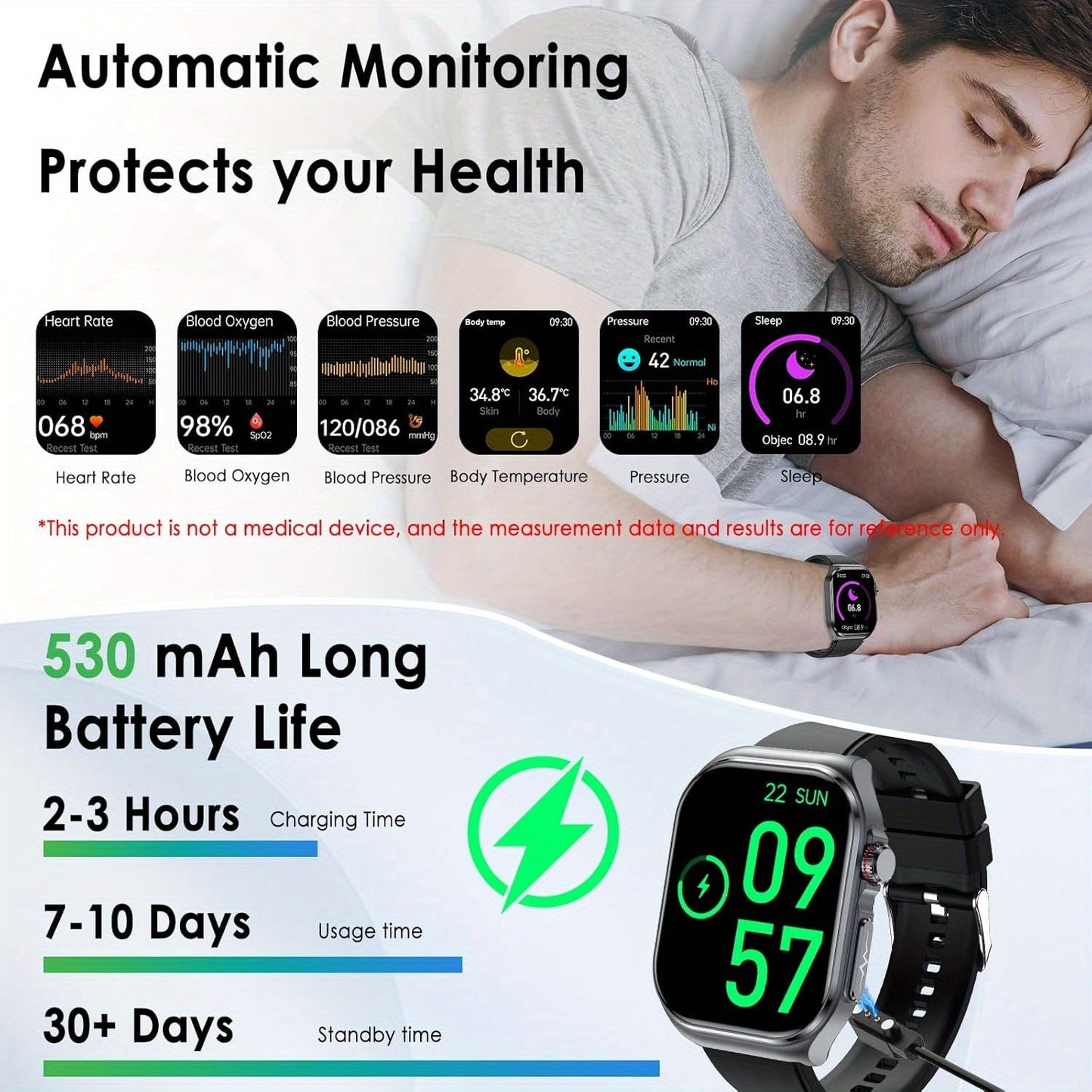 AMOLED Smartwatch 2.04" Display, Bluetooth 5.3 Calling, NFC, 530mAh Battery, Multi-Sport Modes, Voice Assistant, SOS, Menstrual & Weather Forecast, Magnetic Charging, Compatible with iOS & Android, Unisex Gift for Men & Women