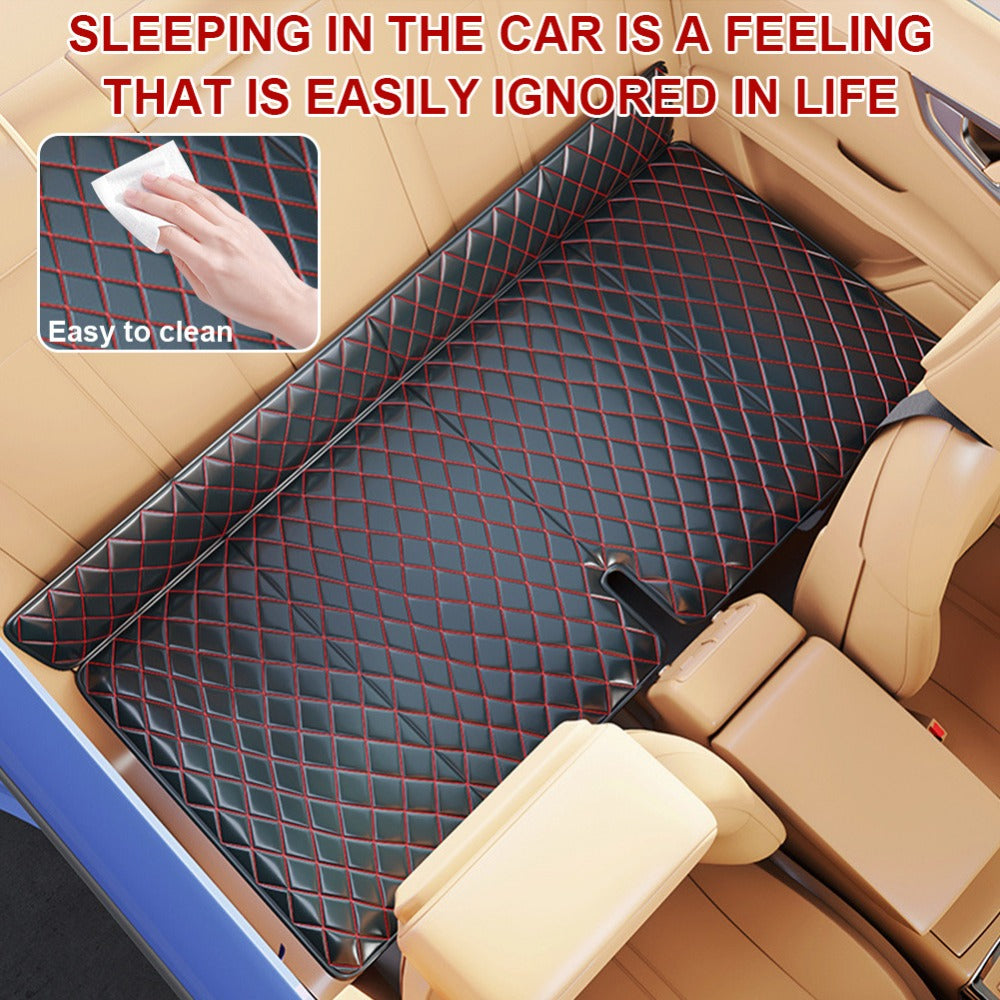 Car Mattress Foldable Back Seat Sleeping Pad Thickened Faux Leather Non-Inflatable Universal Sedan Bed for Travel Camping Afternoon Nap Road Trip