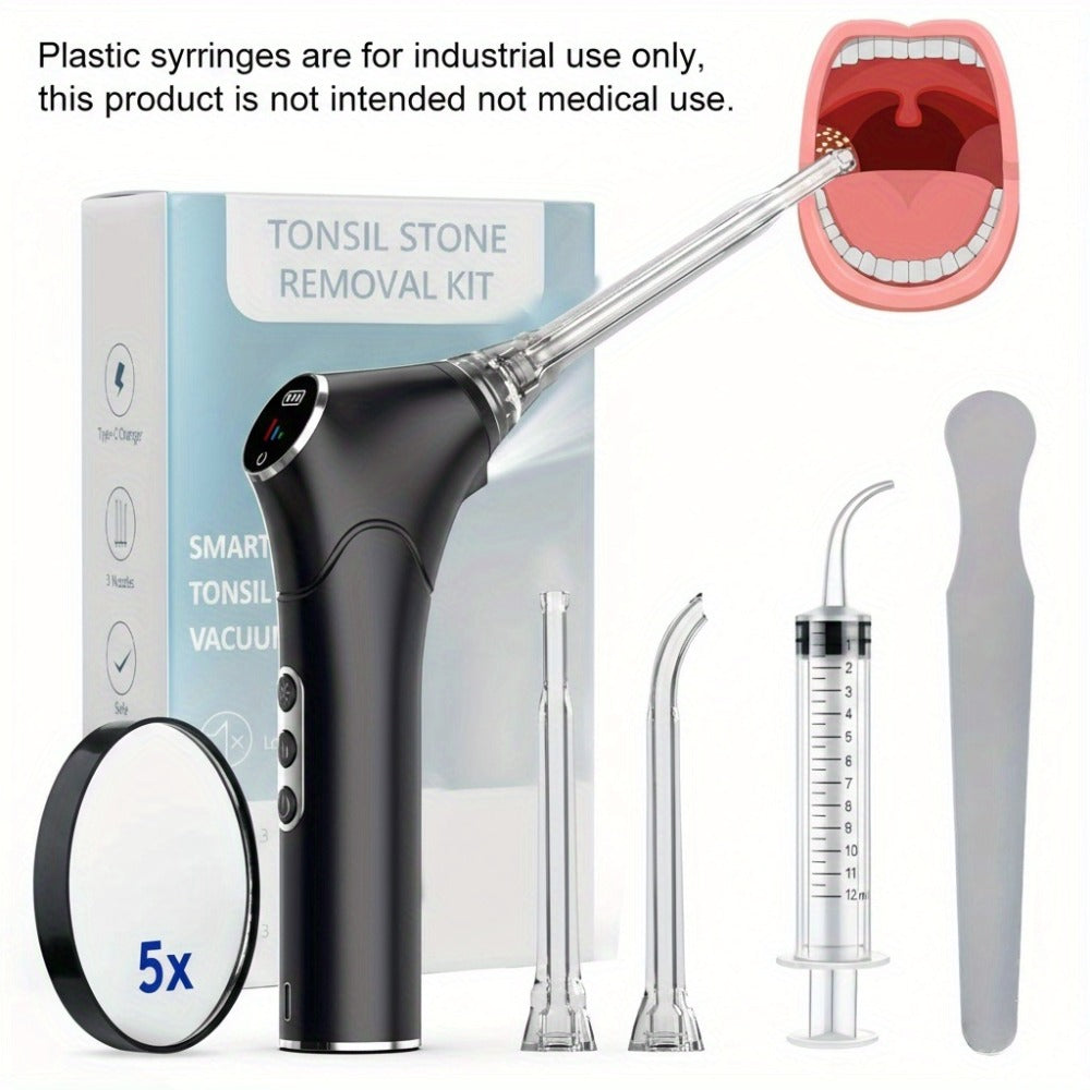 Tonsil Stone Remover Electric Vacuum Kit – Built-In LED Light, 3 Suction Modes & 5X Magnifying Mirror, Oral Irrigator for Safe Effective Tonsil Stone Removal at Home