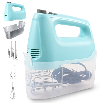 Electric Hand Mixer 250W 6-Speed Turbo - Heavy Duty Motor with 5 Stainless Steel Attachments, Snap-On Storage Case, for Whipping, Mixing Cookies, Cakes & Dough, Black, Blue or Silver