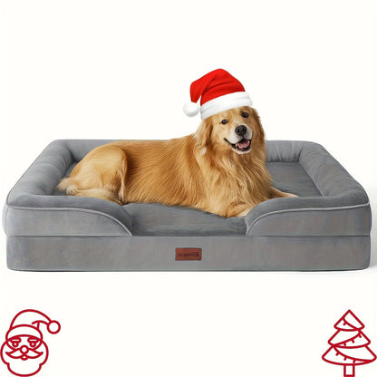 Orthopedic Dog Bed with Removable Washable Cover - High-Density Foam Dog Sofa Couch Bed, 4-Sided Bolster, Nonskid Bottom, Soft Flannel Lining, Available in M & XXL