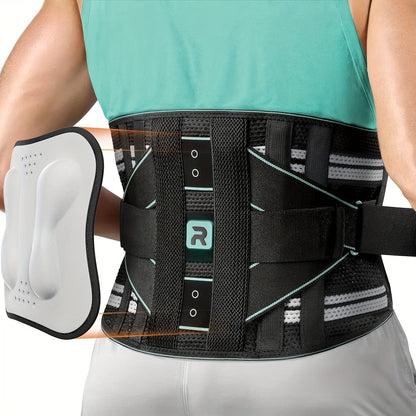 Lumbar Support Back Brace with Massage Pad for Men Women Breathable Lower Back Support Belt Adjustable Strap Pain Relief Posture Corrector for Work Driving Lifting Gym S M L XL XXL Orange Blue