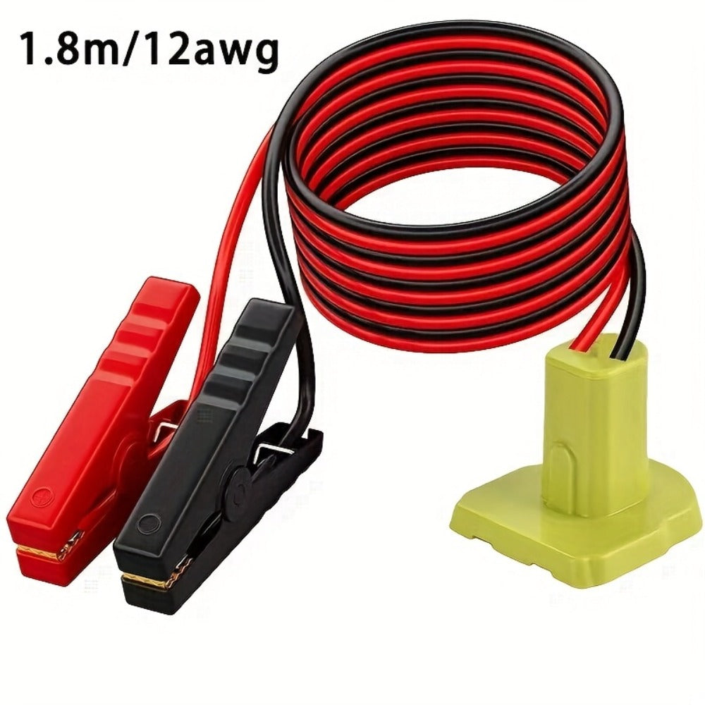 Jumper Cables with Battery Adapter – Compatible with Dewalt 18V & Ryobi 18V, 8AWG 5.9FT Portable Car Jump Starter Cables for Light Vehicles (Battery Not Included)