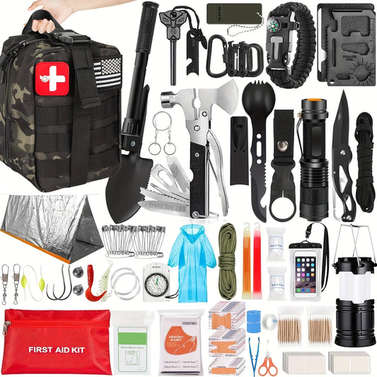 38-Piece First Aid Survival Kit – All-in-One Emergency Gear with Fire Starter & Essential Tools for Camping, Hiking & Outdoor Adventures | Perfect Gift for Men