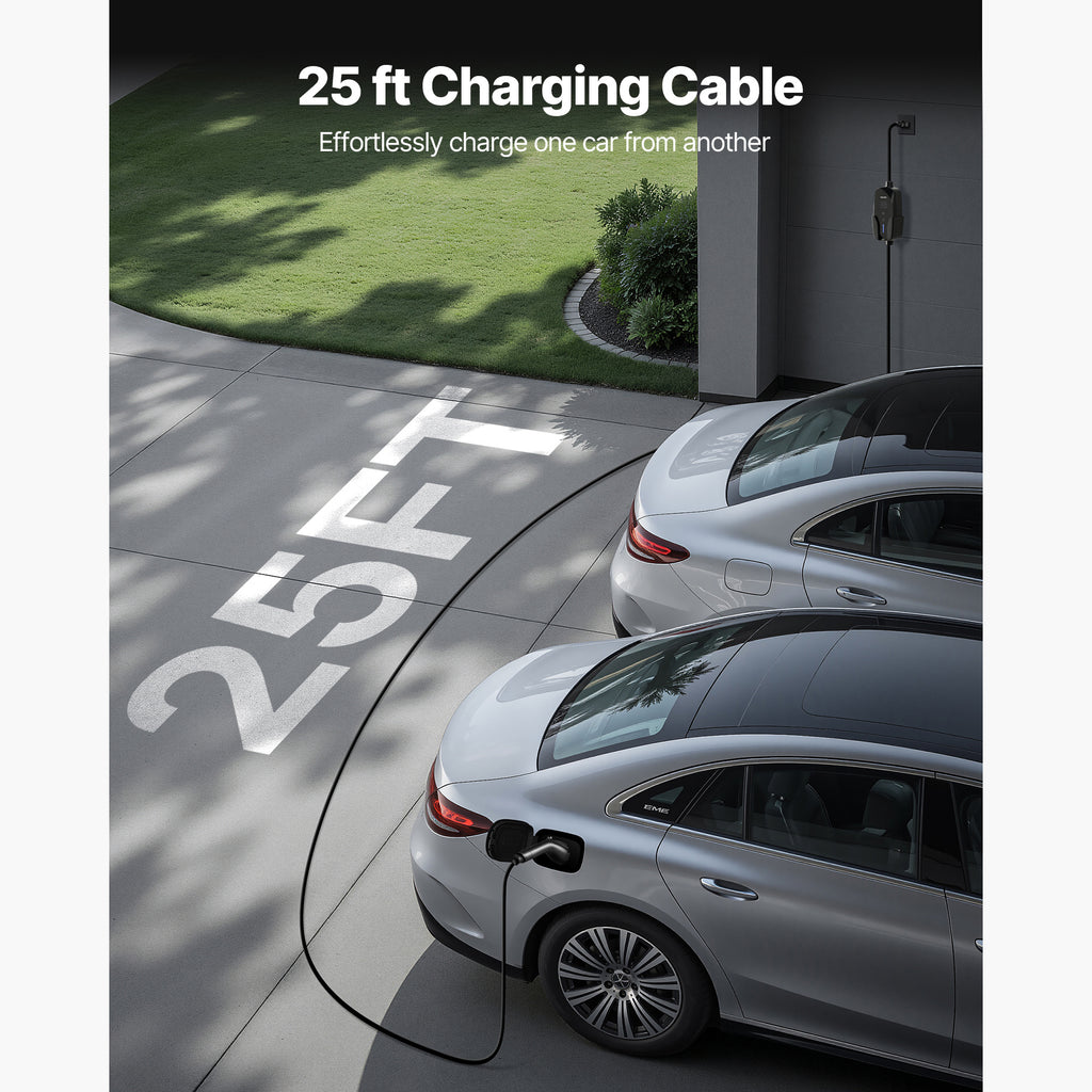 VEVOR Level 1&2 EV Charger Portable Charger 16A Adjustable Current 120V 240V with LCD/LED Indicator