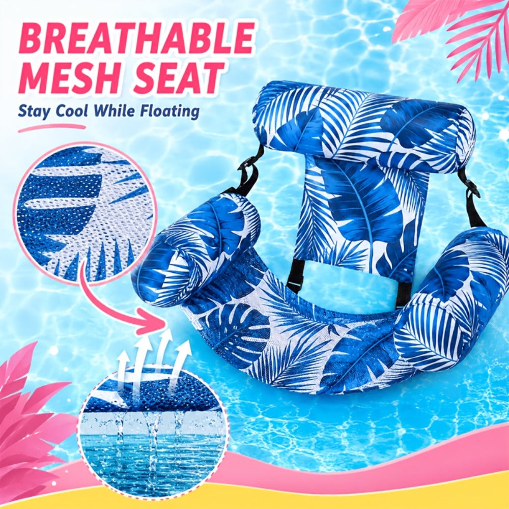 Tropical Leaf Inflatable Pool Float Lounger for Adults – Hammock Chair with Adjustable Back & Head Support, Buoyant Pillow, Fabric Cover, Pool Lake Beach Summer Water Party Relaxation Gift