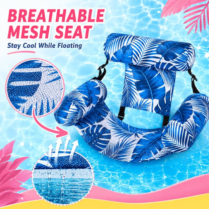 Tropical Leaf Inflatable Pool Float Lounger for Adults – Hammock Chair with Adjustable Back & Head Support, Buoyant Pillow, Fabric Cover, Pool Lake Beach Summer Water Party Relaxation Gift