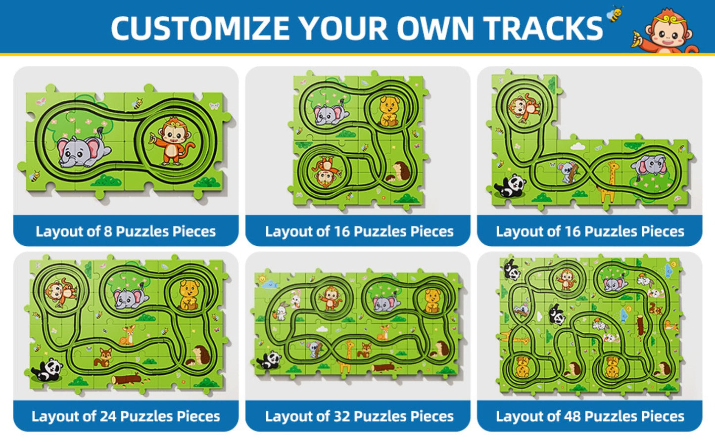 Jigsaw Puzzle Race Track Car Set Toy for Boys Kids – 39 56 73 PCS Flexible Building Track with Toy Cars | STEM Educational Play | Best Birthday Christmas Gift Ages 3 4 5 6 7