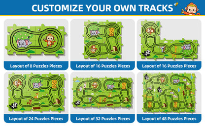 Jigsaw Puzzle Race Track Car Set Toy for Boys Kids – 39 56 73 PCS Flexible Building Track with Toy Cars | STEM Educational Play | Best Birthday Christmas Gift Ages 3 4 5 6 7