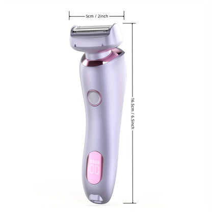Bikini Shaver for Women Waterproof Rechargeable Stainless Steel Blade Electric Body Hair Razor – Wet & Dry Pubic Legs Arms Underarm Hair Removal, Portable Close Shave Purple
