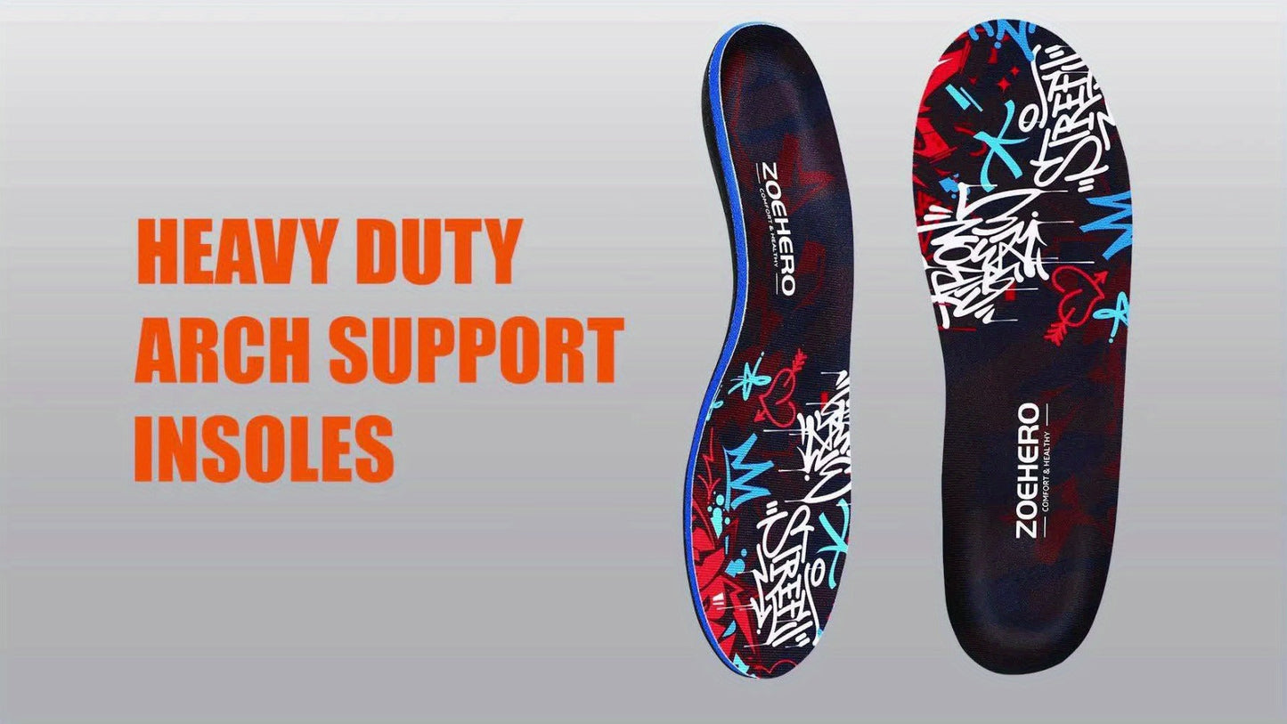 Arch Support Insoles for Men & Women - Heavy Duty Flat Feet Shoe Inserts, Shock Absorbing Comfort Insoles for Standing All Day, Work, Sports, Walking & Hiking