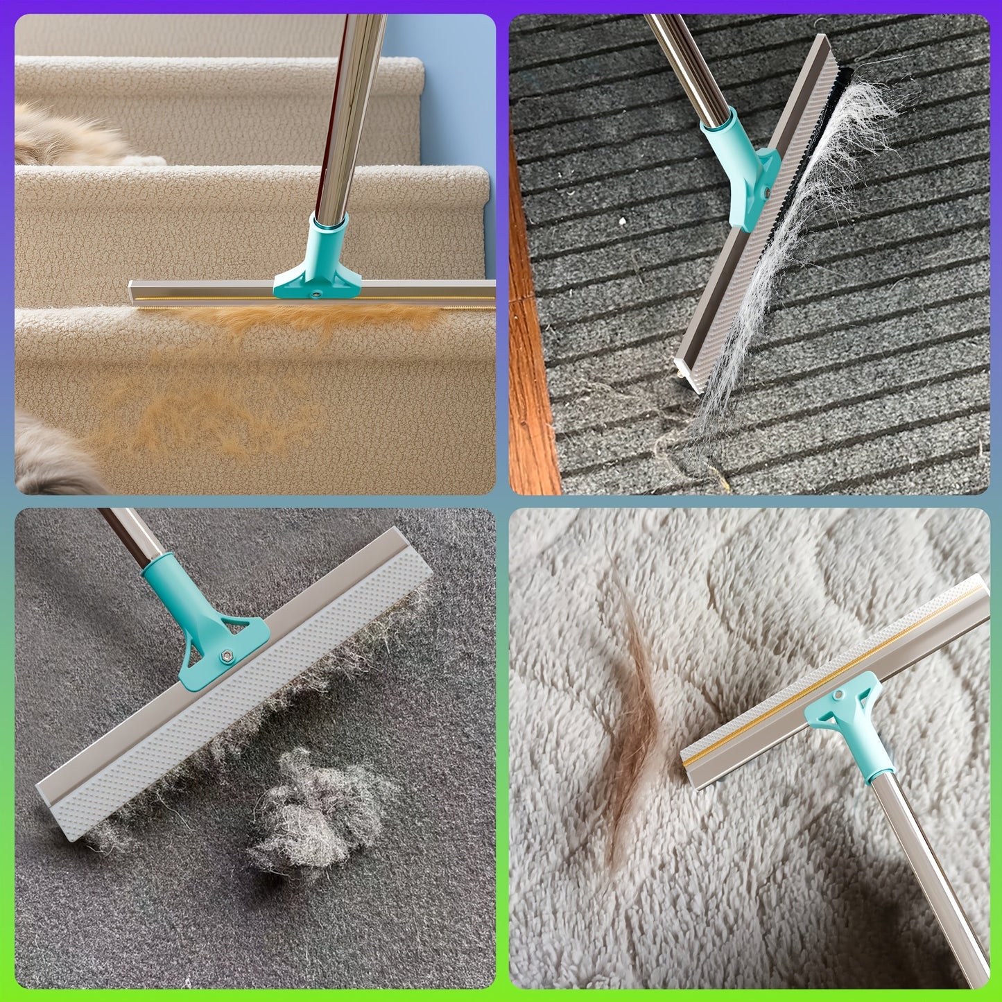 Pet Hair Remover Carpet Rake – 51-Inch Long Handle Dog & Cat Hair Removal Tool for Carpets, Rugs, Upholstery & Stairs | Deep Cleaning Fur Rake | Reusable & Ergonomic Design for All Floor Types