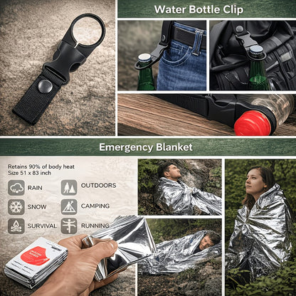 Outdoor Camping Emergency Survival Kit Black Box | Portable Camping Gear Essentials Set | Wilderness Survival Tools Gift for Men Who Love Outdoor Exploration & Adventure
