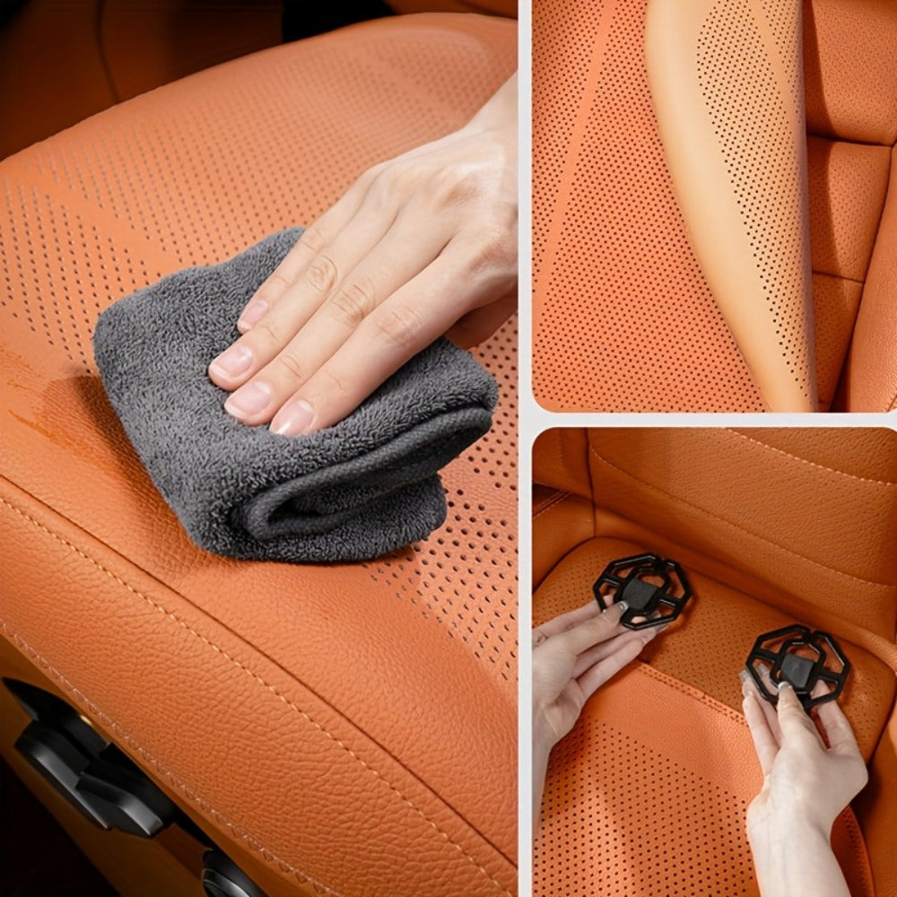 Nappa Leather Car Seat Cushion Full Surround – Non-Slip Breathable All-Season Seat Pad, Front & Rear Universal Fit for Cars SUVs, Luxury Interior Seat Cover