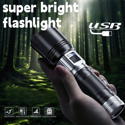 Survival Flashlight with Fire Starter Fresnel Lens 26650 Lithium Battery High Lumen for Wilderness Camping Hunting Fishing Emergency