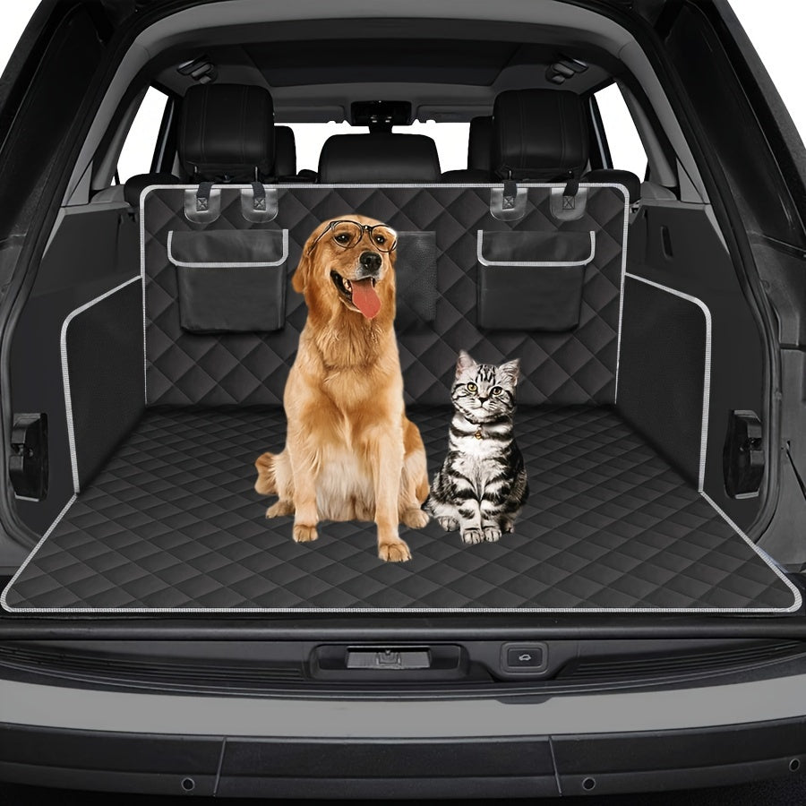 Dog Cargo Liner for SUV Sedan & Van – Waterproof Trunk Mat with Bumper Flap Protector, Non-Slip 600D Oxford, Universal Fit, Scratch & Hair Resistant, Includes Collapsible Dog Bowl
