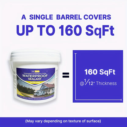 4.41LB RV Waterproof Sealant - Covers an Area of Up to 160 Square Feet at a Thickness of 1/12", Perfect for RV Roofs, Windows, Gutters, And More, Long-Lasting And Flexible Sealant for Home Renovation, Roof Sealant, Multi-Purpose Sealant