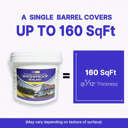 4.41LB RV Waterproof Sealant - Covers an Area of Up to 160 Square Feet at a Thickness of 1/12", Perfect for RV Roofs, Windows, Gutters, And More, Long-Lasting And Flexible Sealant for Home Renovation, Roof Sealant, Multi-Purpose Sealant
