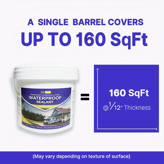 4.41LB RV Waterproof Sealant - Covers an Area of Up to 160 Square Feet at a Thickness of 1/12", Perfect for RV Roofs, Windows, Gutters, And More, Long-Lasting And Flexible Sealant for Home Renovation, Roof Sealant, Multi-Purpose Sealant