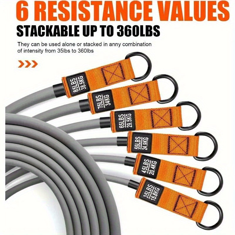 300lb Resistance Band Set – 6 Levels 25-75lb, Handles, Door Anchor & Ankle Straps – Heavy Duty Home Gym Kit for Full Body Strength Training, Muscle Building & Toning