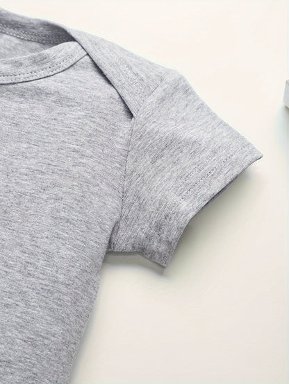 Baby Letter Print Cotton Bodysuit - Soft Crew Neck Onesie