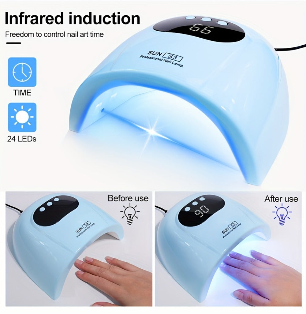 Gel Polish Curing Light USB Nail Dryer Lamp with LCD Display - Professional Nail Art Drying Lamp for All Gel Polish Manicure Pedicure Home Salon Tool, Pink White Blue
