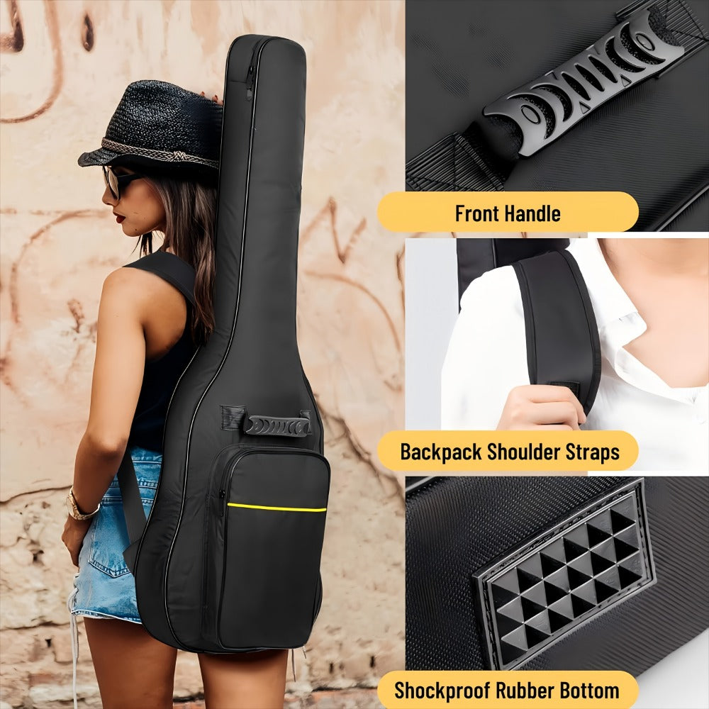 38 39 40 41 Inch Guitar Backpack Acoustic Guitar Bag 0.3 Inch Thick Padding Dual Adjustable Shoulder Strap Guitar Case Gig Bag with Back Hanger Loop detail image - detail view 10