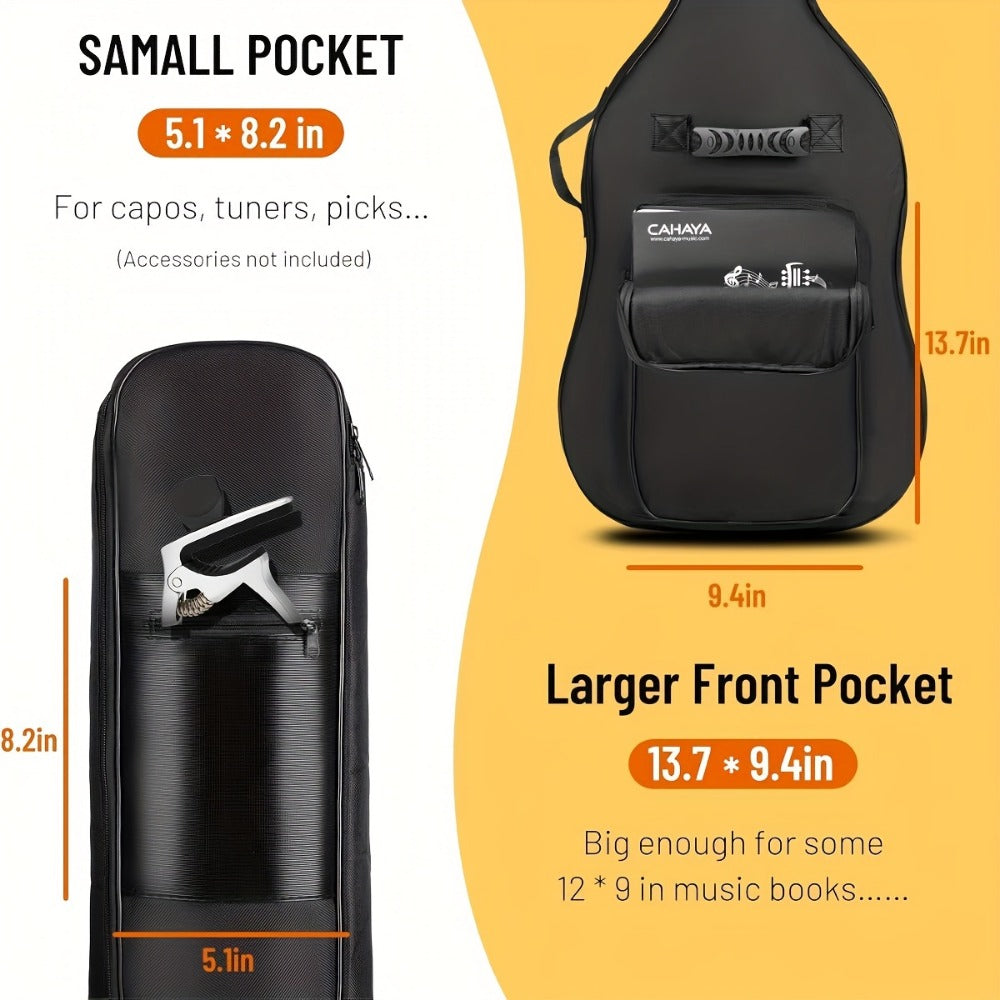 38 39 40 41 Inch Guitar Backpack Acoustic Guitar Bag 0.3 Inch Thick Padding Dual Adjustable Shoulder Strap Guitar Case Gig Bag with Back Hanger Loop detail image - detail view 3