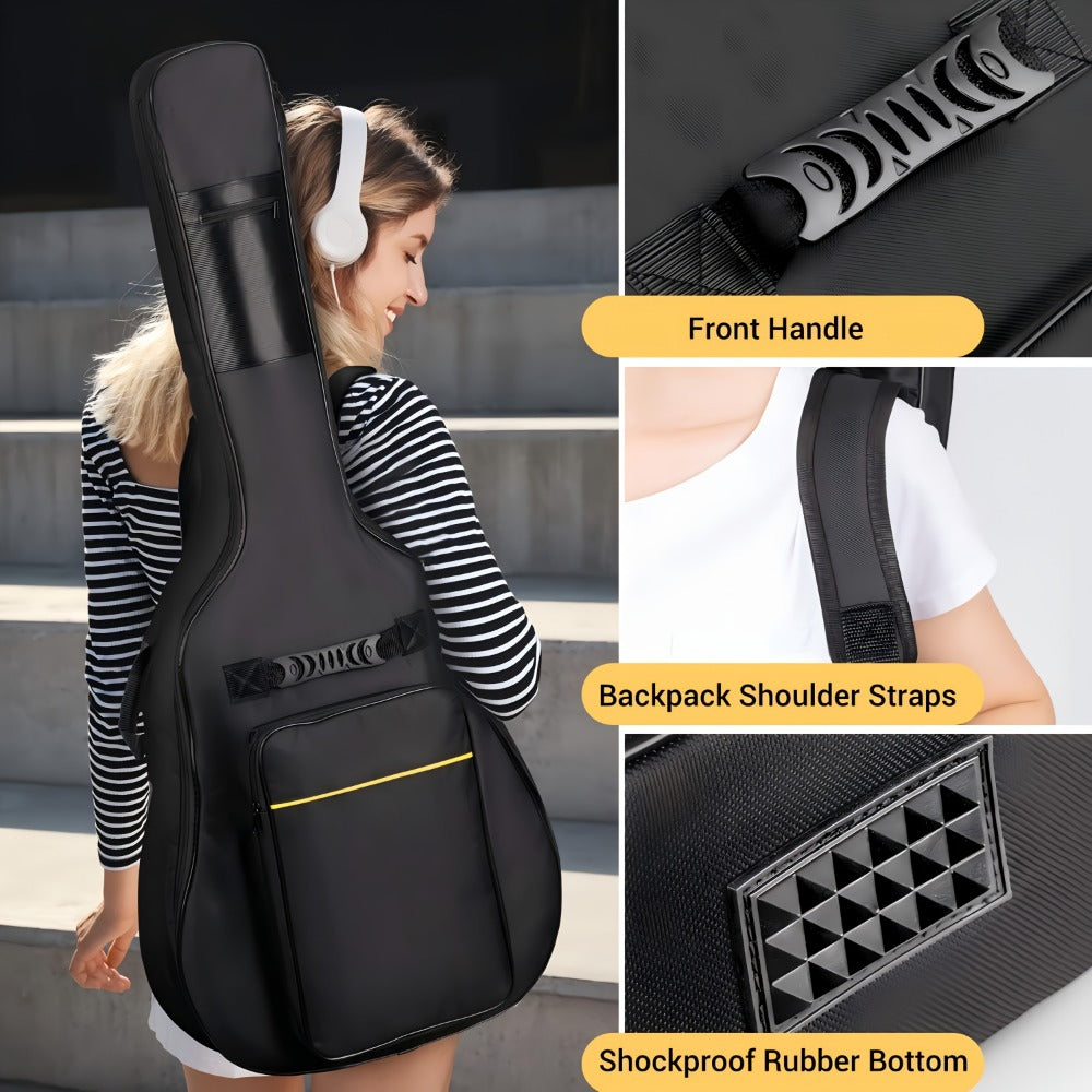 38 39 40 41 Inch Guitar Backpack Acoustic Guitar Bag 0.3 Inch Thick Padding Dual Adjustable Shoulder Strap Guitar Case Gig Bag with Back Hanger Loop detail image - detail view 6