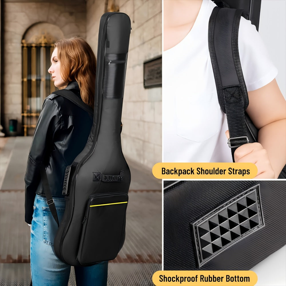 38 39 40 41 Inch Guitar Backpack Acoustic Guitar Bag 0.3 Inch Thick Padding Dual Adjustable Shoulder Strap Guitar Case Gig Bag with Back Hanger Loop detail image - detail view 7