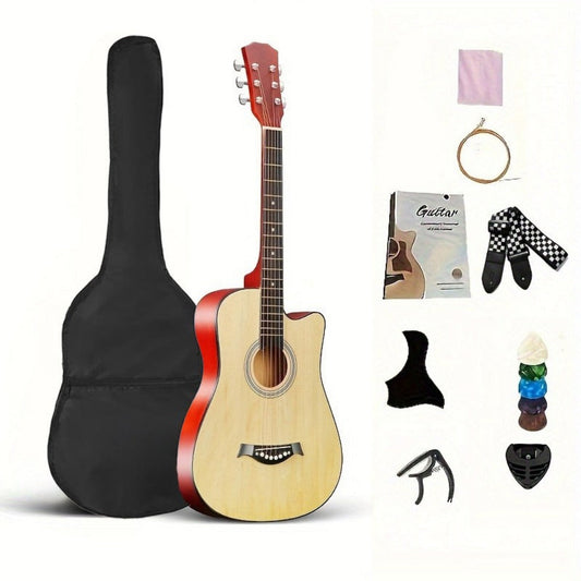 38-Inch Cutaway Acoustic Guitar Kit with Nylon Strings and Gig Bag shown in the main product view