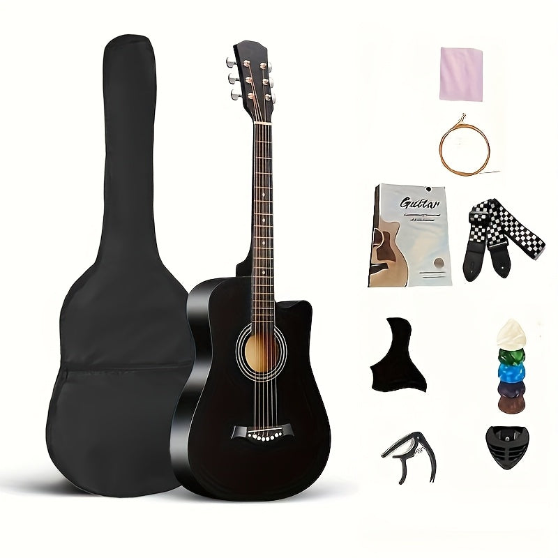 38-Inch Matte Acoustic Guitar Kit with Gig Bag and Accessories shown in the Black option