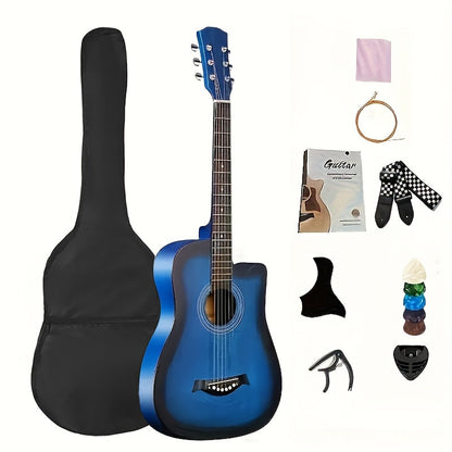 38-Inch Matte Acoustic Guitar Kit with Gig Bag and Accessories shown in the Blue option