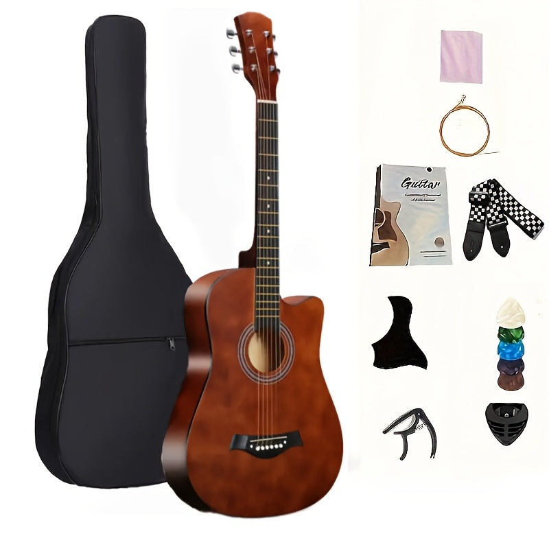 38-Inch Matte Acoustic Guitar Kit with Gig Bag and Accessories shown in the Dark Brown-1 option