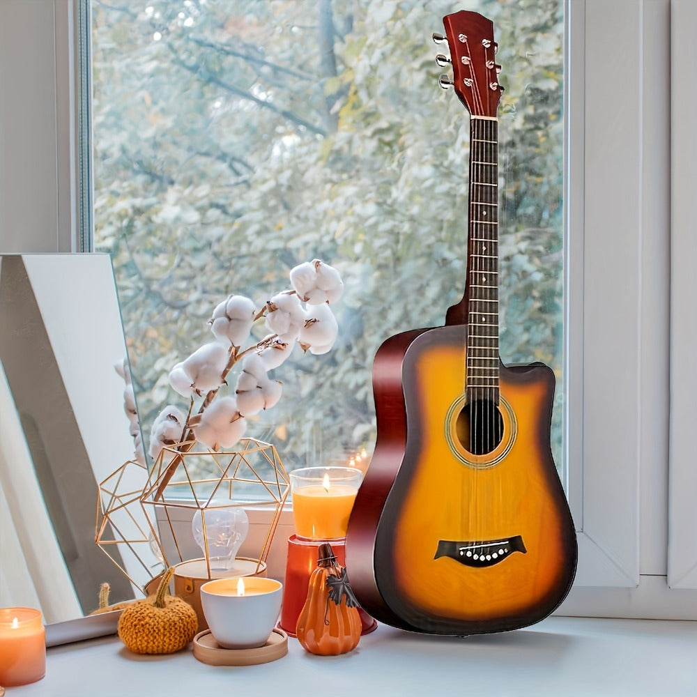 38-Inch Matte Acoustic Guitar Kit with Gig Bag and Accessories detail image - detail view 10