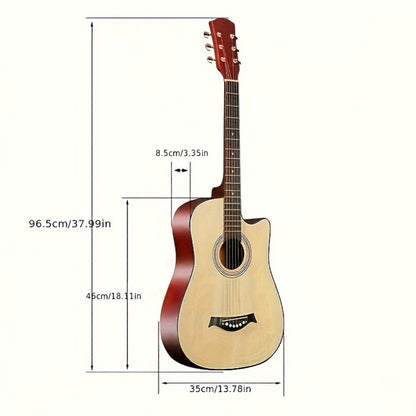38-Inch Matte Acoustic Guitar Kit with Gig Bag and Accessories detail image - detail view 13