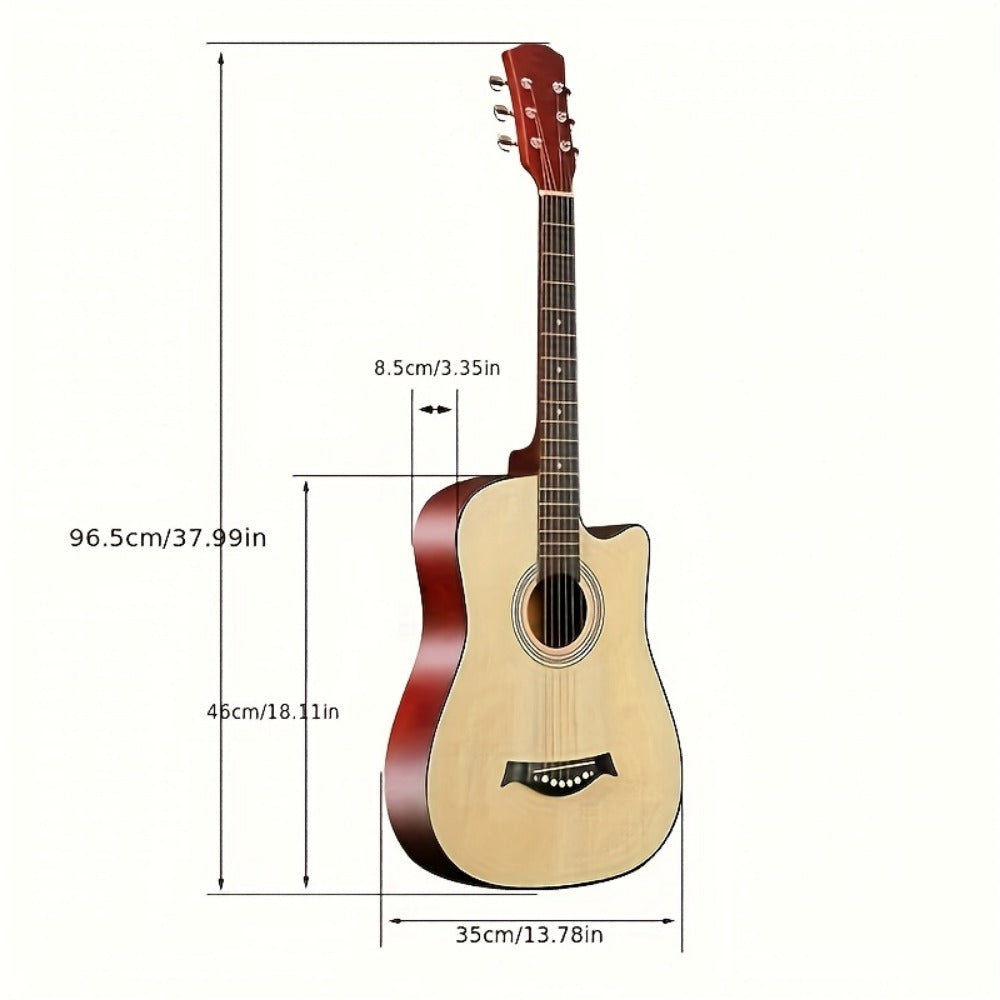38-Inch Matte Acoustic Guitar Kit with Gig Bag and Accessories detail image