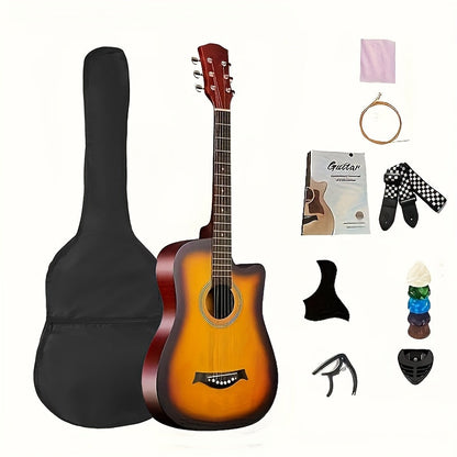 38-Inch Matte Acoustic Guitar Kit with Gig Bag and Accessories shown in the Orange option