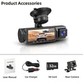 Car Driving Recorder, FHD1080P Car 2/3 Cameras, 170° Wide-angle Lens, Built-in Wifi, Adjustable Built-in Camera, Super Night Vision Black Box, Loop Recording, Motion Detection, Optional 32GB Memory Card, Car Front And Rear 360-degree Driving Recorde