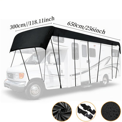 RV Cover Waterproof Heavy Duty Oxford Fabric Sunshade Anti-Falling Leaves Foldable Motorhome Caravan Trailer Protection Cover Multiple Sizes Black Grayish-White 16FT to 41FT