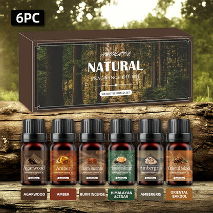 Agarwood Essential Oil Set 6pcs – Luxury Woody Fragrance Blend for Diffuser, Candle, Aroma Stone & Car | Ramadan, Christmas & Holiday Gift