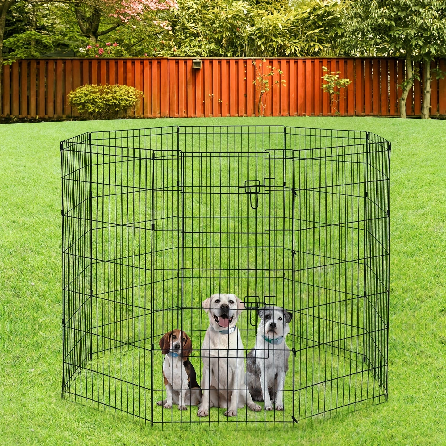 Foldable Metal Wire Dog Playpen & Pet Gate – 24/30/36/42" Indoor Outdoor Fence for Large Medium Small Dogs