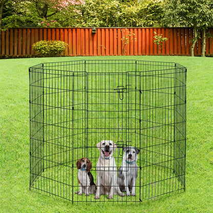 Foldable Metal Wire Dog Playpen & Pet Gate – 24/30/36/42" Indoor Outdoor Fence for Large Medium Small Dogs