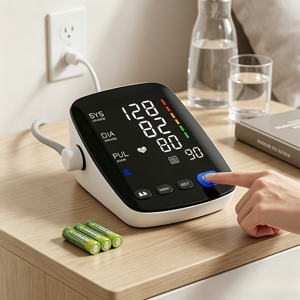 Upper Arm Blood Pressure Monitor – Automatic Digital BP Machine, Large LED Display, 2-User 198 Memory, Adjustable Cuff 8.7-17in, One-Touch, Type-C, Home Use