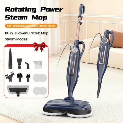 Steam Mop 10-in-1 Spinning Rotating Mop Pads with Steam Blaster Technology - 3 Steam Modes, LED Headlights, Lightweight Spin Mop for Hard Floor, Laminate & Marble, Washable Pads, VM6 Pro Series