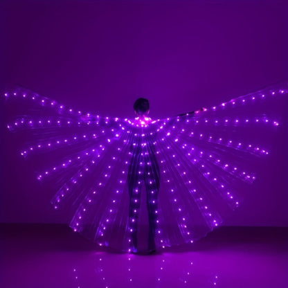LED Feather Dance Costume Glowing Luminous – Light Up Belly Dance Performance Dress for Women Halloween Christmas Mardi Gras Rave Stage Show White Purple Warm White