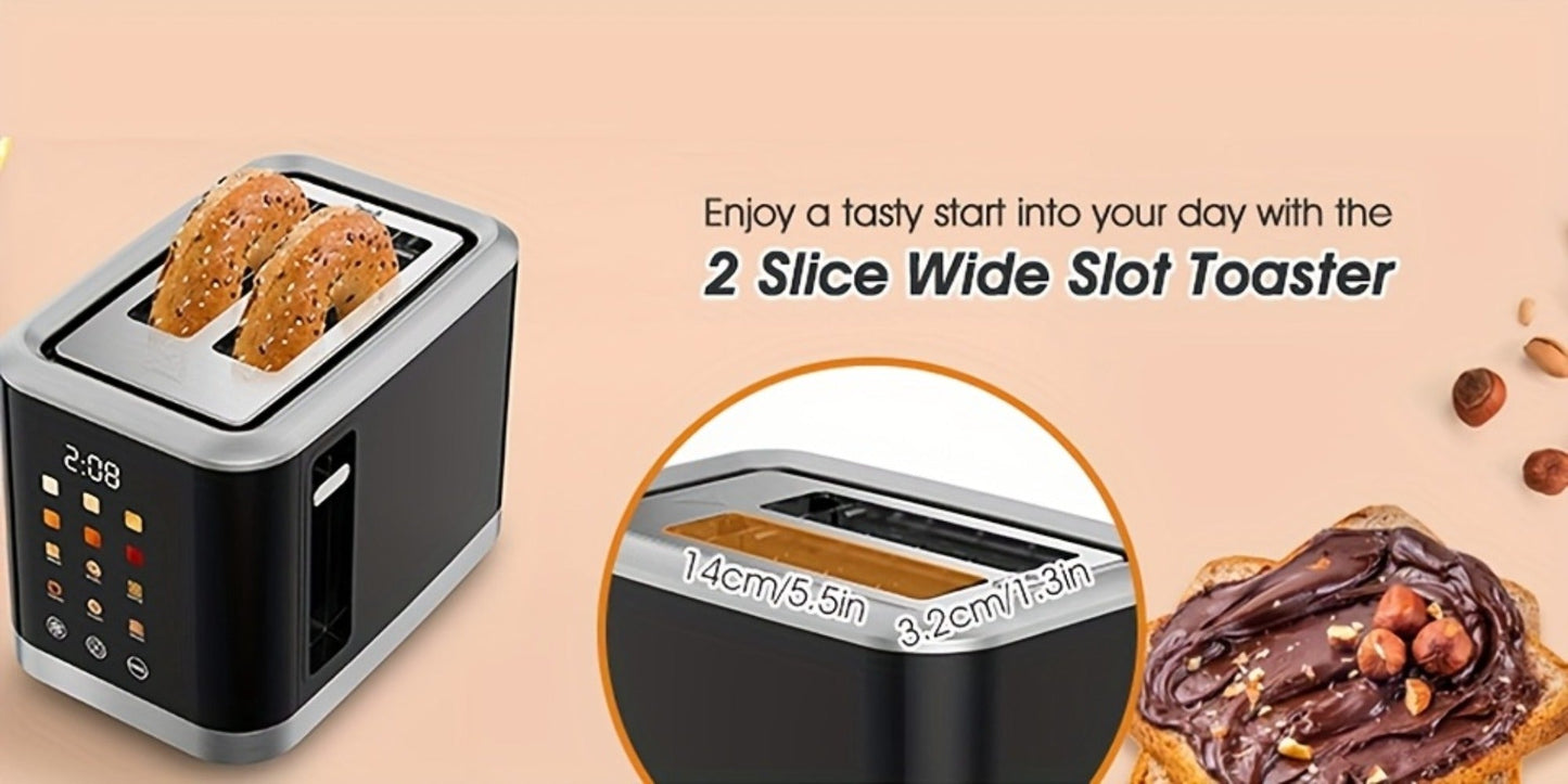 2 Slice Toaster with Touch Screen – 1.5" Wide Slot for Bread, Bagels & English Muffins, 6 Bread Types, 5 Toast Shade Settings, Cancel & Defrost Functions