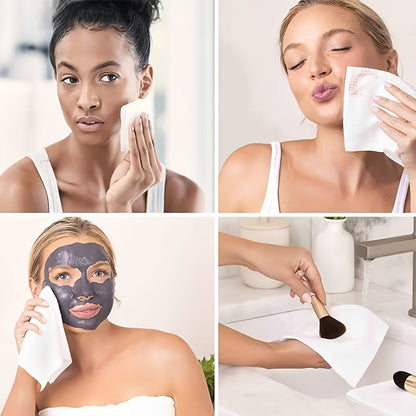 Disposable Face Towels Jumbo Ultra-Soft Extra Thick – Highly Absorbent Dry Wet Dual-Use Facial Wipes for Makeup Removal, Facial Cleansing, Spa & Travel, All Skin Types, 50 / 100 / 150 Sheets per Pack